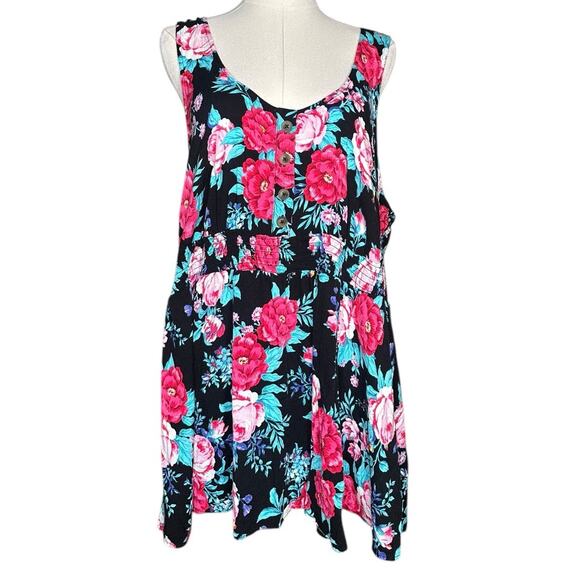 Plus Size TORRID Smocked Waist Button-Front Slub Tank Top 17325810 Size 3 3X - Picture 3 of 14